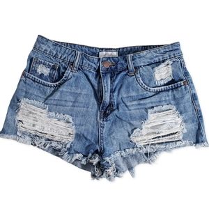 Sun & Shadow Frayed Distressed Denim Jeans Shorts Women's Size 27